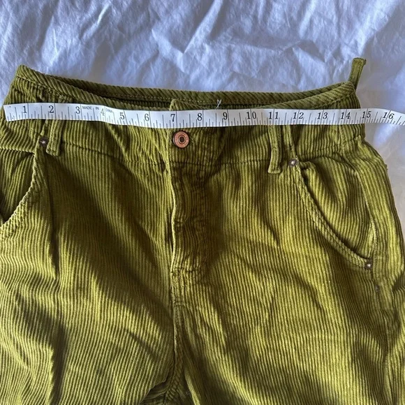 Free people Olive Green Corduroy Wide-Leg Pants - Picture 3 of 6